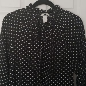 H&M polka dot midi dress with ruffled collar